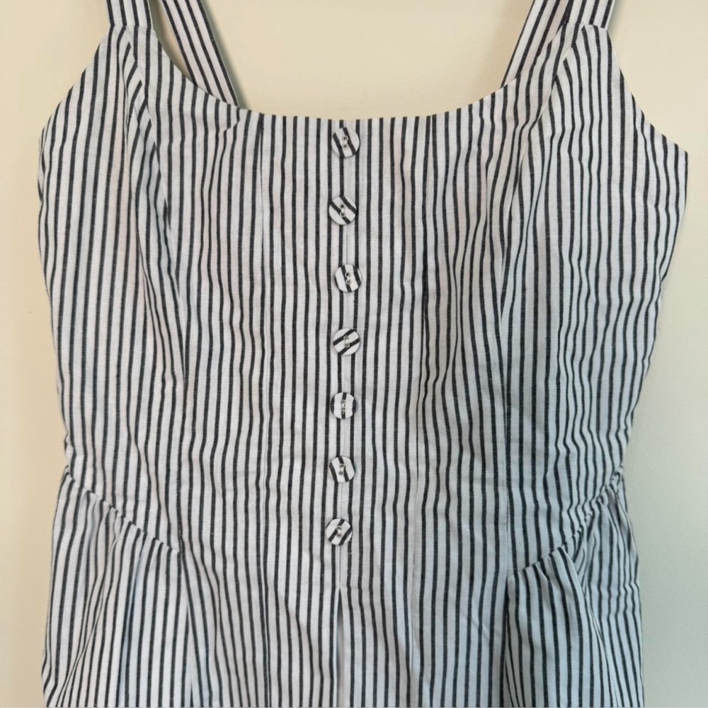 WAYF Striped Button-Front Peplum Tank Top | Size Small - Picture 2 of 6